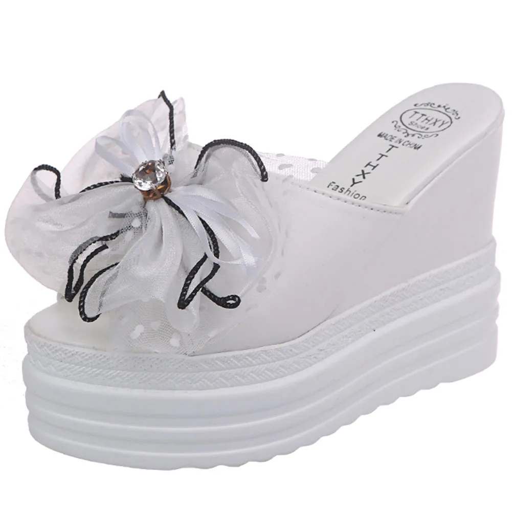 

Sorphio 2020 Summer Platform Shoes Woman Elegant butterfly-knot Slippers Women Hot Sale Ins Super High Wedges Slides