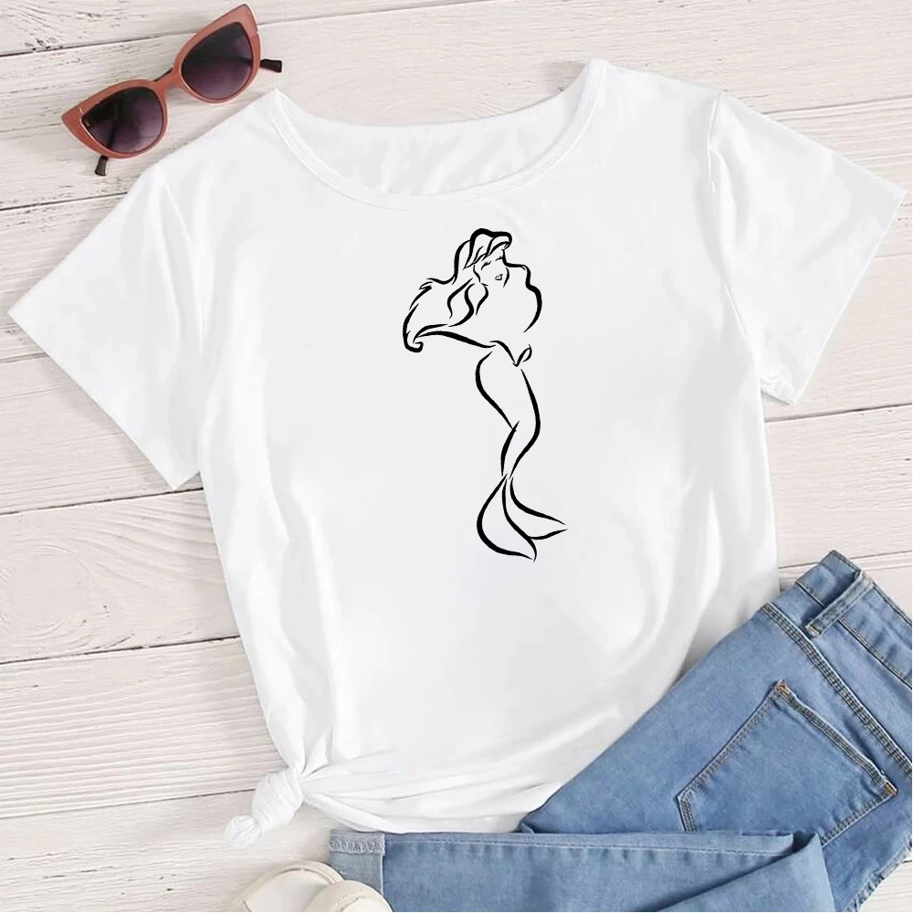 Love Mickey Minnie Print Harajuku Style T-shirt Womans Fashion Disney Cozy Simple Summer Womens Clothes Couple T Shirt Unisex