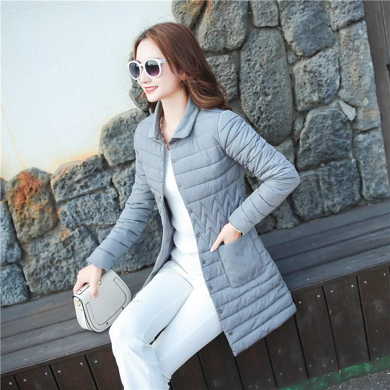 

Thin Slim Ultra Solid Womens Warm Jackets Casual Fashion Long Warm Coat Pockets Womens Autumn Winter Clothing