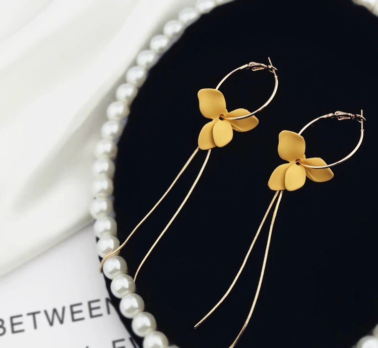 Корейские модные цветочные серьги руки сделай сам из материала сплав спрей