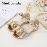 kids girls sandals pearl princess shoes for children pretty girls leather fish mouth shoes party dance girls sandals high heels