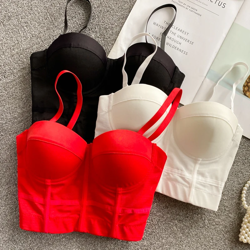 Sexy Bustiers Gothic Corset Top Night Club Party Women's Cropped Tank Push Up Chest Binder Bra Bralette Overbust Corsets | Женская