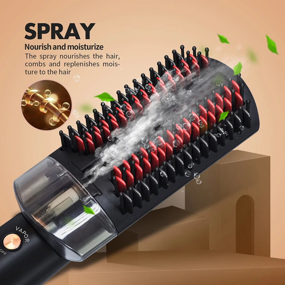 

Professional 2 In 1 Hair Dryer Brush Infrared Steam Hair Straightening Comb Hair Styling Tools Electric Hot Air Brush for Women