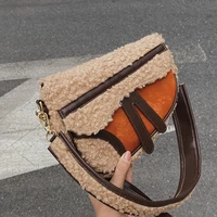 designer brand small plush handbags for women luxury fluffy pu leather shoulder crossbody bags female 2021 winter clutch