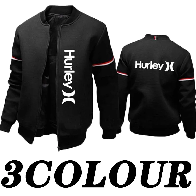 

Новая мужская осенне-зимняя однотонная куртка с принтом Hurley, Повседневная Уличная бейсбольная униформа, Мужская облегающая французская сп...