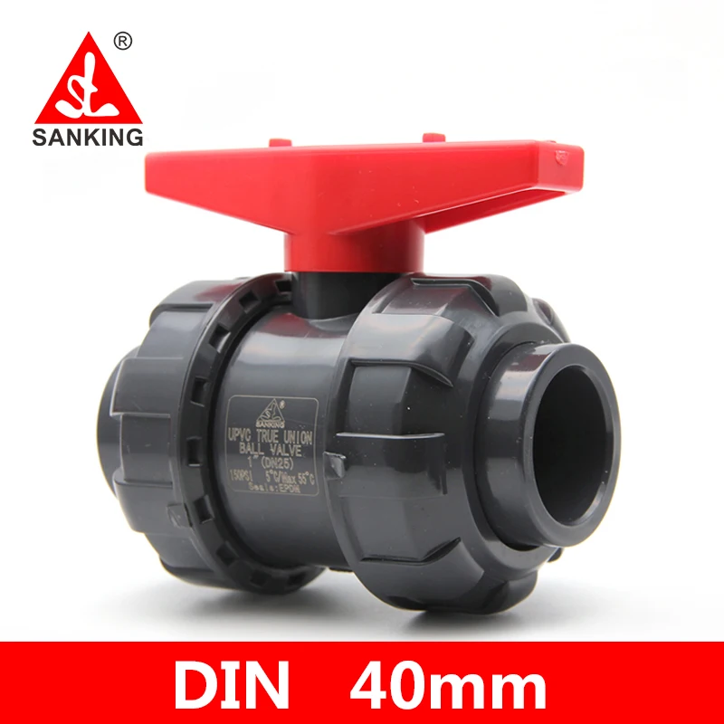 

Sanking 40mm UPVC True Ball Valve Union Valve PVC Garden Irrigation Water Pipe Connector Fish Tank Adaptor