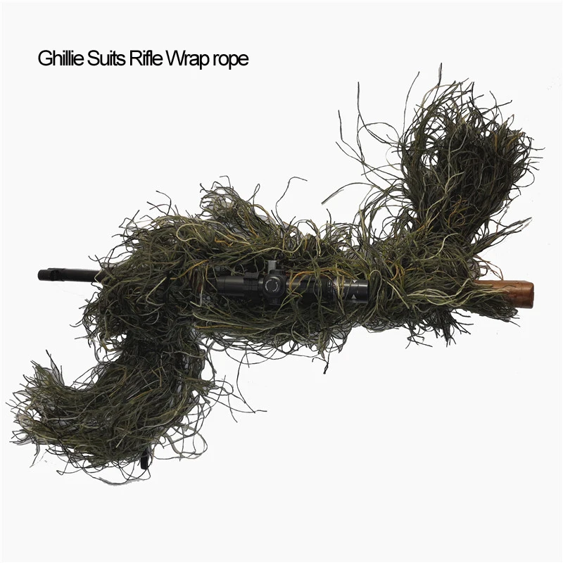 Hunting Rifle Wrap rope grass type Ghillie Suit Gun stuff Cover For camouflage Yowie Sniper Paintball hunting clothing thicker