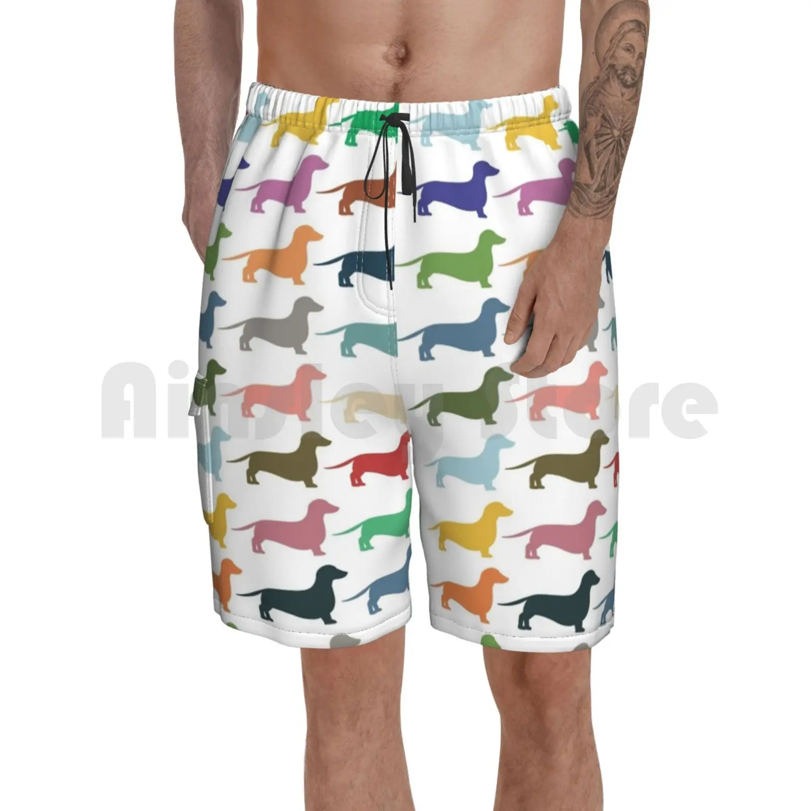 

Dachshunds Beach Shorts Men Beach Pants Swimwear Cool Trendy Colour Color Dachshund Sausage Dog Wiener Dog Lowrider