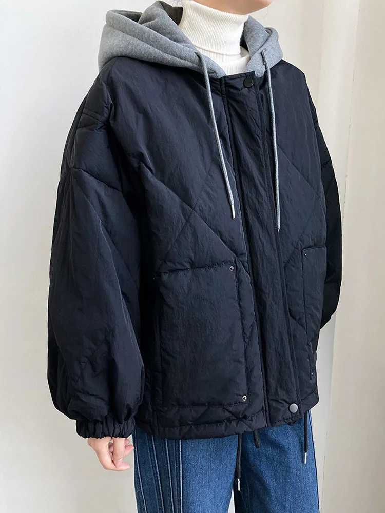 

ZURICHOUSE 2022 Stylish Fake Two-piece Hooded Women's Down Jacket Thicken Warm Parka Loose Fir Casual Winter Puffer Coat