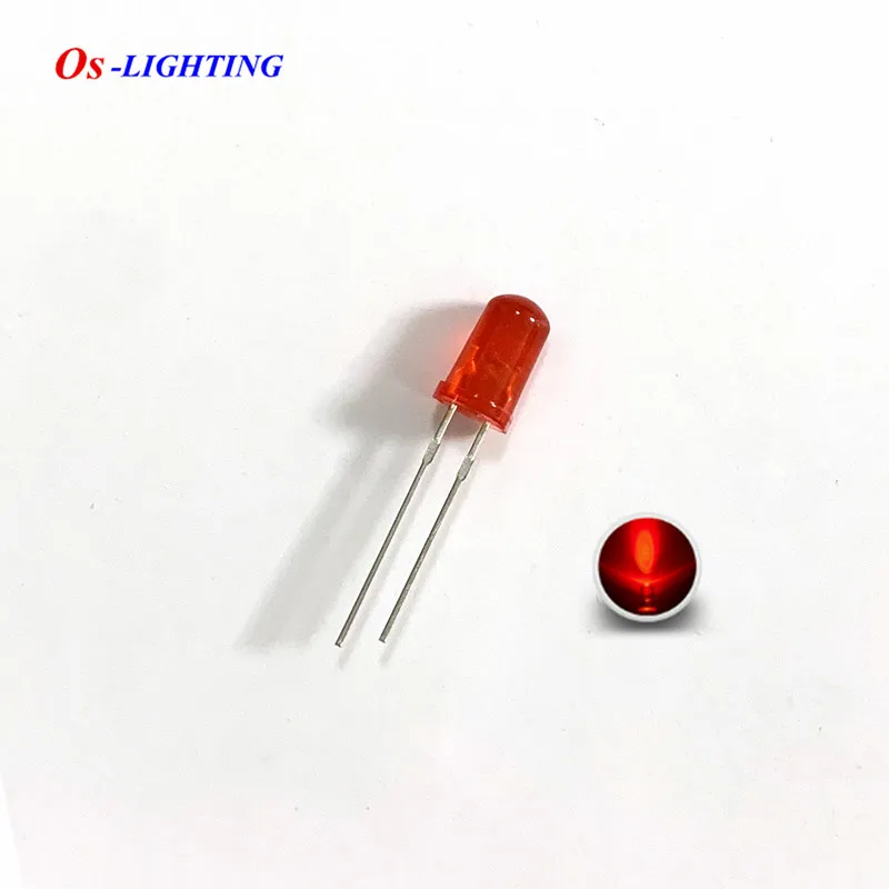 

100PCS 5MM Diffused RED LED Light Emitting Diode Bulb Indicator 2V-2.2V 20mA 620-630nm Lamp