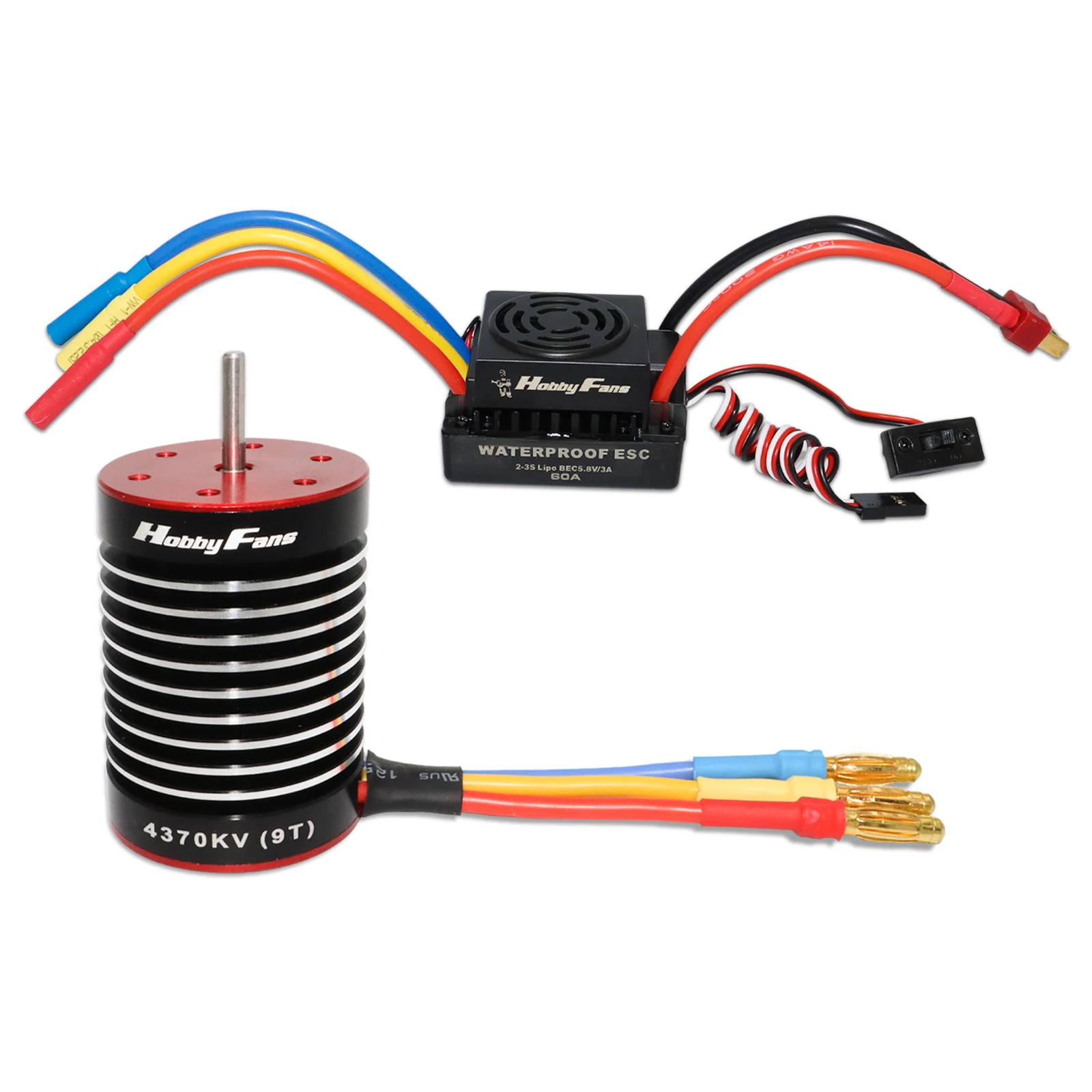 HOBBYFANS 540 4370KV 3 175mm вал бесщеточный двигатель 60A водонепроницаемый ESC Combo для 1/10 RC Car |