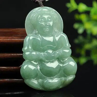 

Zheru Jewelry Natural Burmese Jadeite Oil Green Guanyin Pendant Necklace Exquisite Jewelry Best Gift