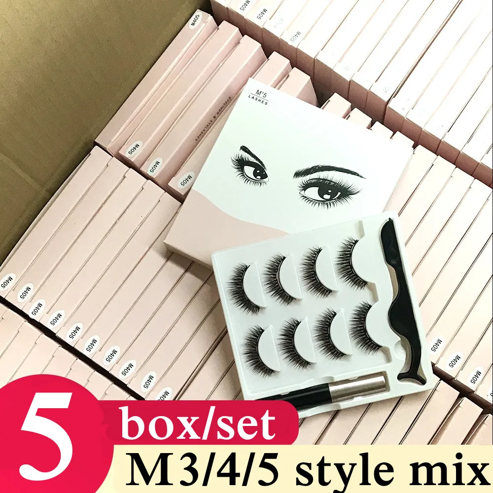 

5 boxes M3/4/5 Magnetic Eyelashes 3D Natural Magnet False Lashes Waterproof Long Lasting Magnetic Eyeliner Eyelashes Sets Makeup