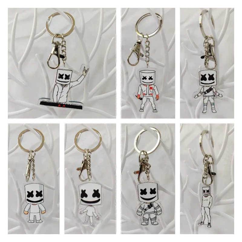 Marshmello DJ акриловые брелки для ключей двусторонние Брелки Новые Креативные