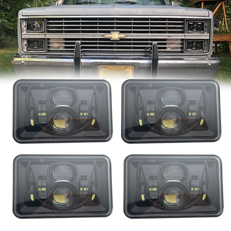 Прямоугольные светодиодные фары 4x6 дюймов с разъемом H4 H4651 H4652 H4656 H4666 H6545 проектор