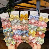 5pcsset new girls cute plaid print star hairpins for kids children sweet headband hair clips barrettes fashion bow accessories