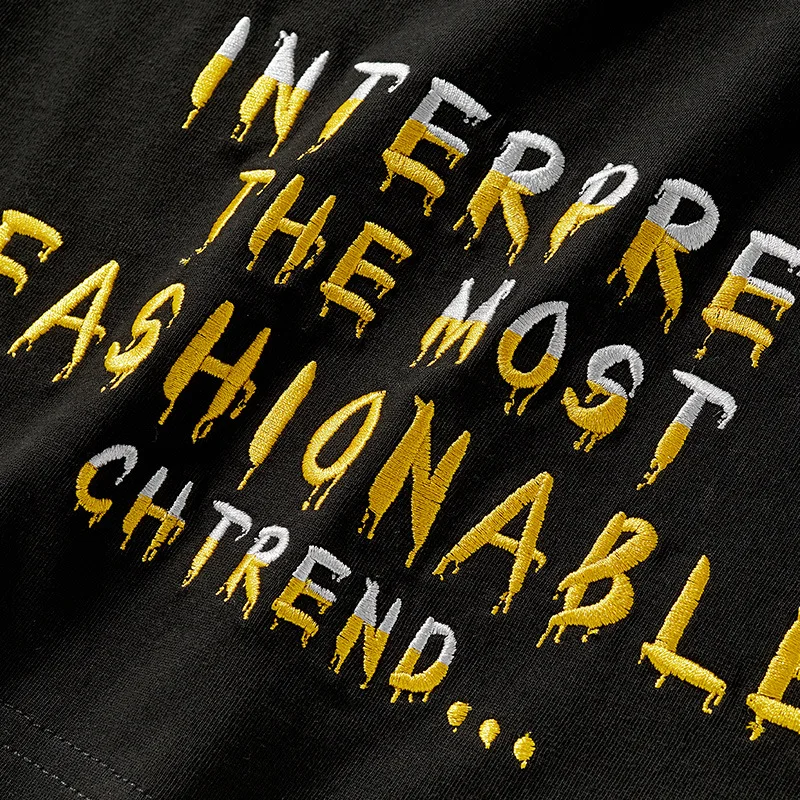 

2021 Chinese Style T-shirt Hip Hop Letter Embroidery Short Sleeve Tshirts Streetwear Mens Harajuku Tops Tees T Shirt WY688