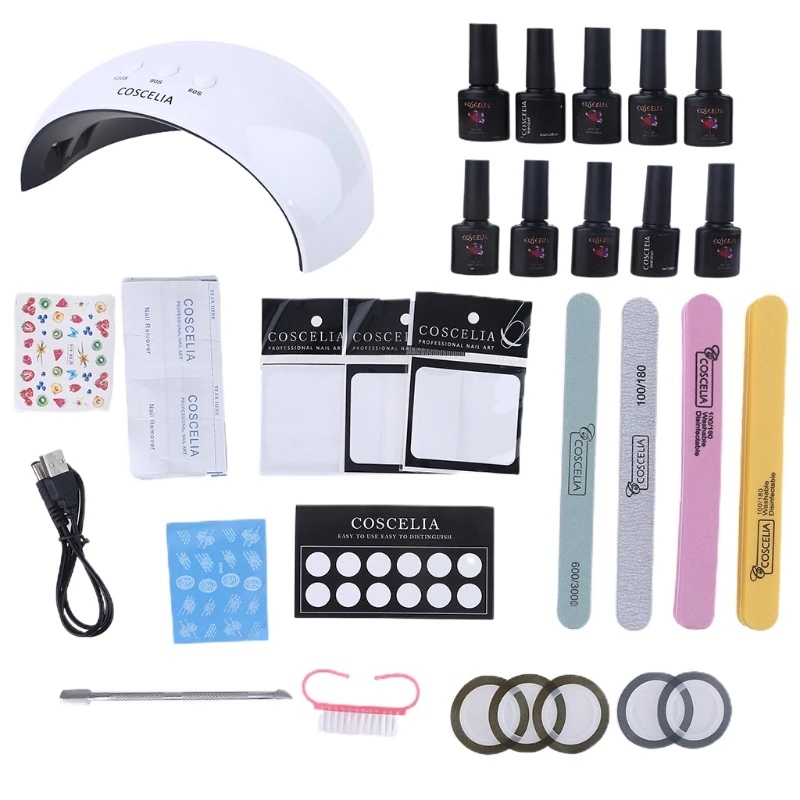 

Gel Nail Polish Kit with UV Light 60S 90S 120S Timer Setting Nail Lamp Long Lasting Manicure Professional Nails Art Tools R3MF