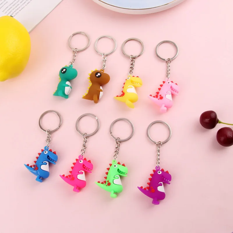 Модный милый мультяшный брелок для ключей с маленьким динозавром из ПВХ