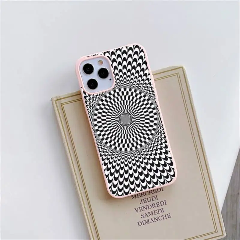 

art black white Psychedelic trippy Phone Case Candy Color for iPhone 6 6S 7 8 11 12 XS X SE 2020 XR mini pro Plus MAX funda