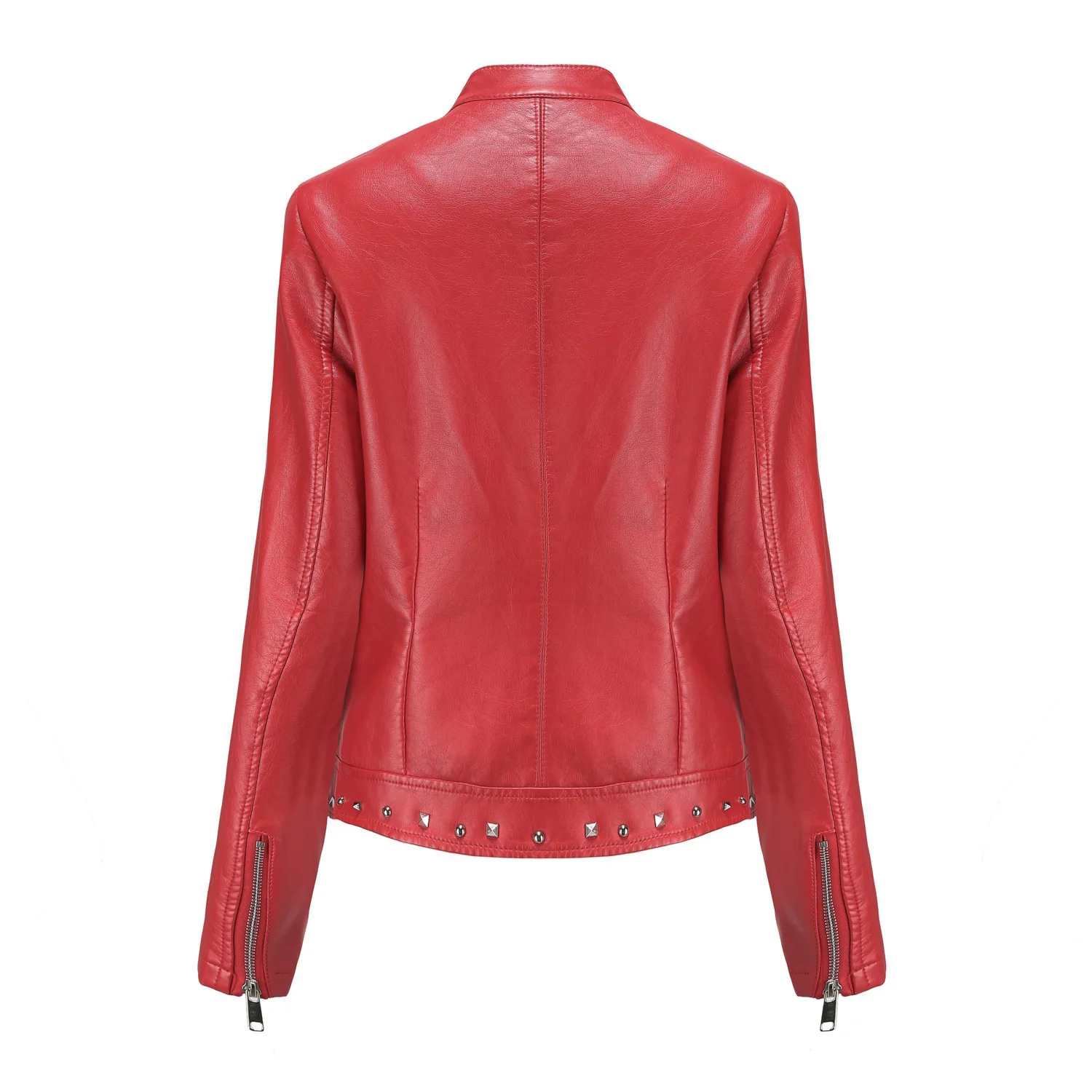 Spring Autumn New Rivet PU Leather Jacket Women Punk Motocycle Jacket Stand-collar Casual Ladies Short Leather Coat Solid S-5XL enlarge