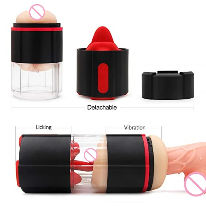 Мужской мастурбатор с двойным языком Вагина вибрацией и чашкой самолета