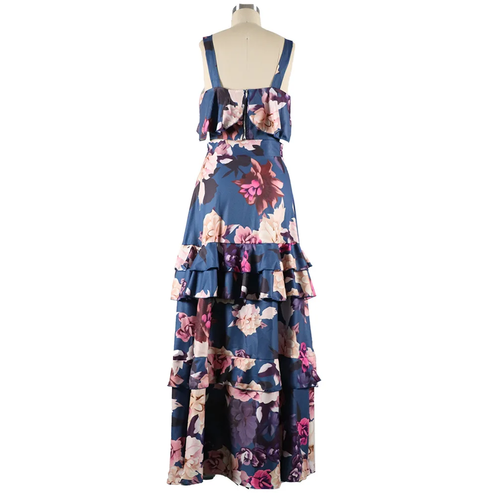 

2 Piece Set Women 2020 Crop Tops Ruffles Skirt Sleeveless Slash Neck Short Top Feminino Beach Sexy Vacation Casual Ropa De Mujer