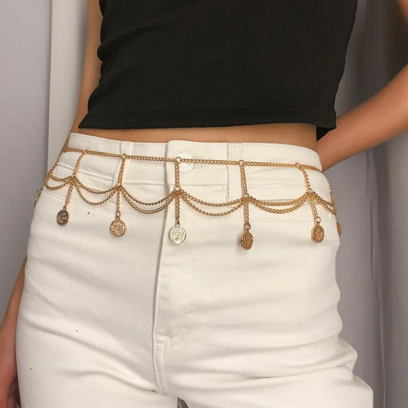 Сексуальный цыганский золотой цвет цепочка для живота Талия пляжная одежда