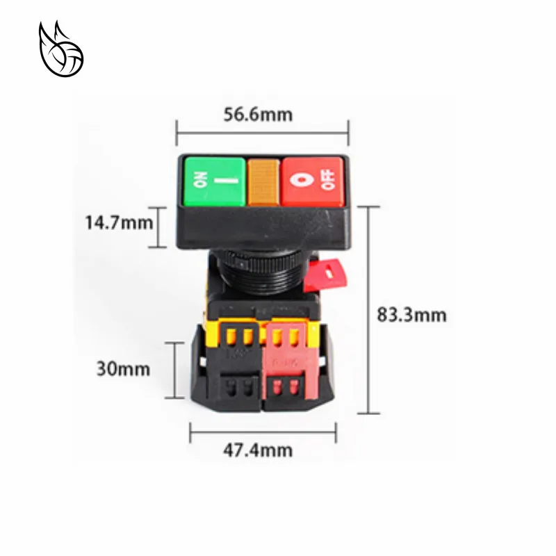 Фонарь старт-стоп, двойные кнопки, переключатель светодиодный Ной лампой (монтажное отверстие 30 мм)(DC 6/12/24/36/48 В, AC110/220/380 В)