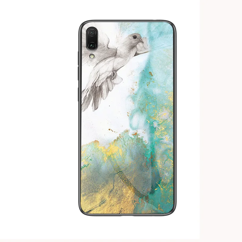Чехол UPaitou из закаленного стекла в стиле ретро для Huawei Y7 2019 мягкий чехол ТПУ с
