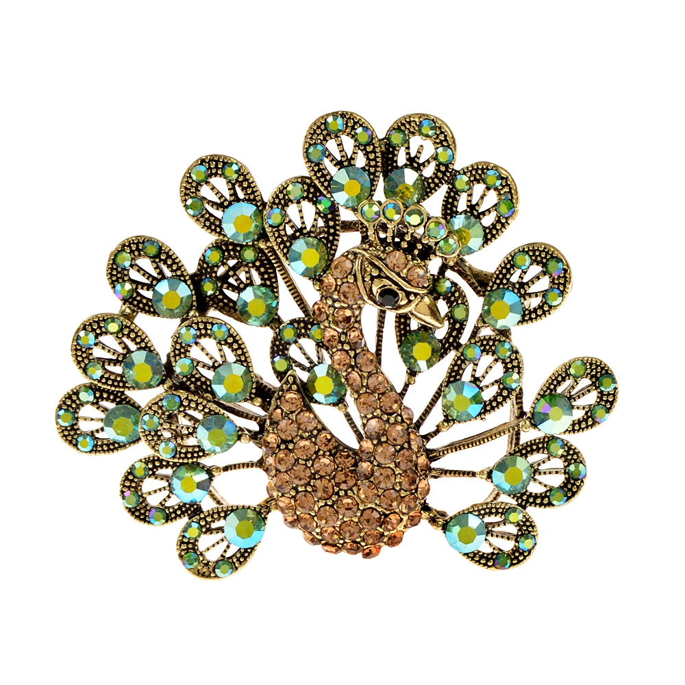 

CINDY XIANG Rhinestone Peacock Brooches For Women Animal Design Pin Coat Accessories 3 Colors Available High Quality