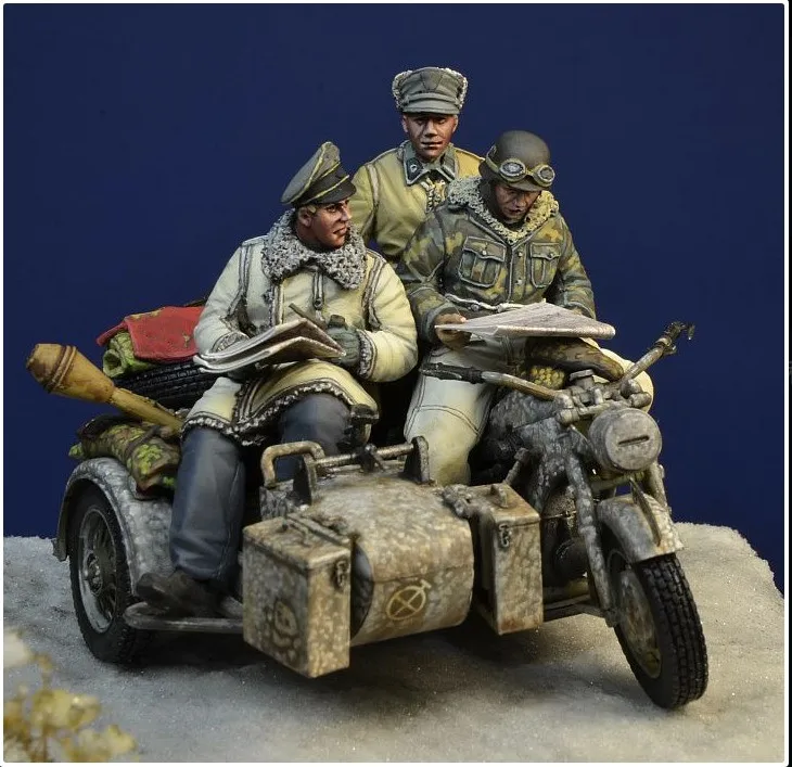 Модель GK из смолы 1/35 3 фигурки мотоцикл аксессуары для мотоциклов несобранный и