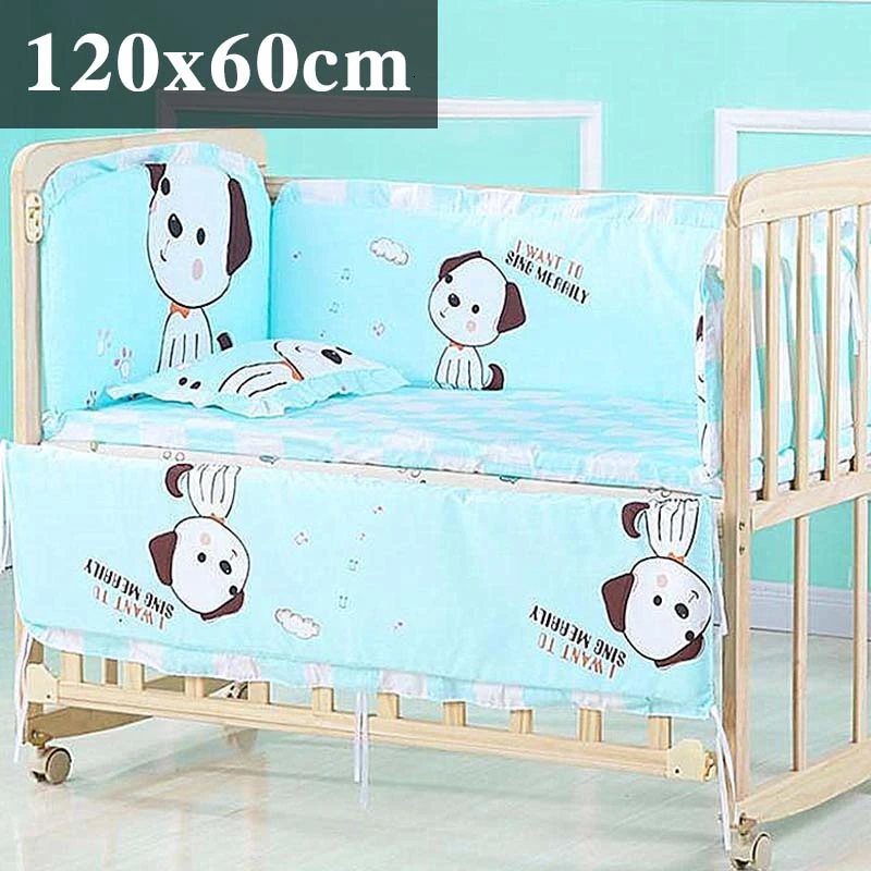 Stereo puppy120x60cm 5 шт. натуральный хлопок детское постельное белье Комплект для бампера мягкий съемным моющимся коляска для новорожденных Детское постельное белье детская кроватка бампер детская комната с декором на утолщенной - Цвет: Stereo puppy120x60cm