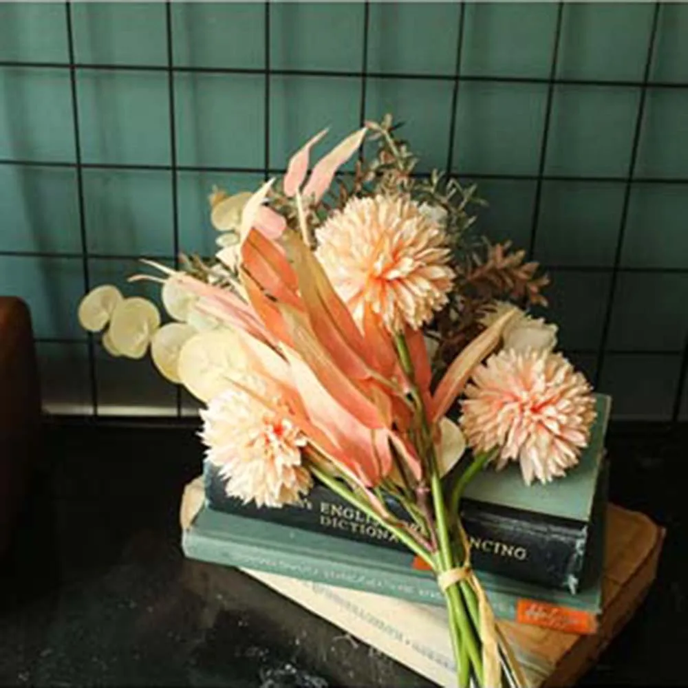 

INS NEW Artificial Flowers High Quality Peony Hybrid Bouquet Wedding Green Plant Home Decoration Plastic Fake Flower
