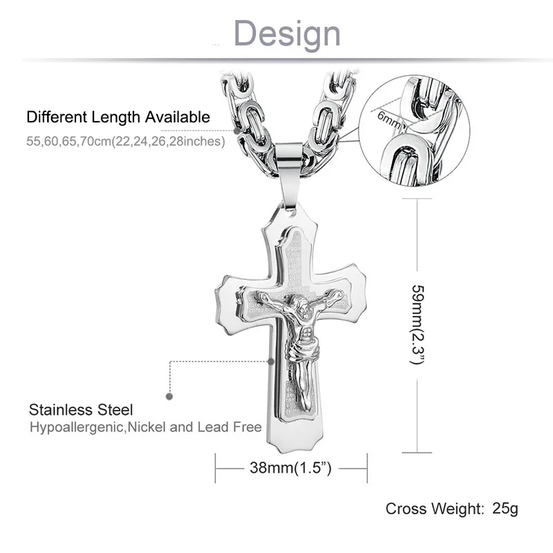 Ожерелье из нержавеющей стали с золотой цепочкой крест религиозная испанская