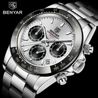 benyar sports men quartz wrist watch 3bar waterproof stainless steel watch for men luxury fashion chronograph relojes hombre