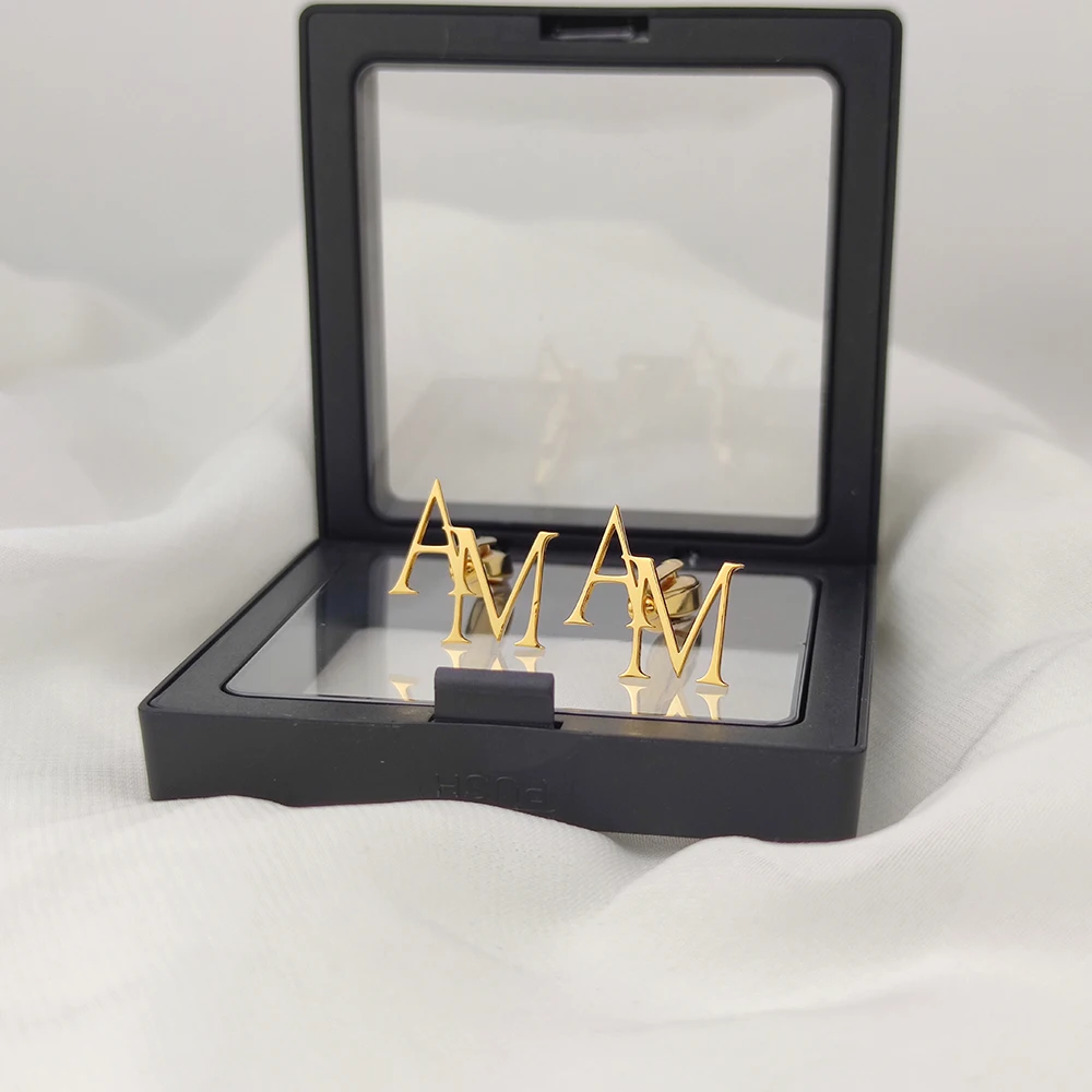 Dainty Personalized Custom Made 2 Initials Nameplate Charm Letter Cufflinks Stainless Steel Twins Cuff Jewelry Men Suit Gift | Украшения и