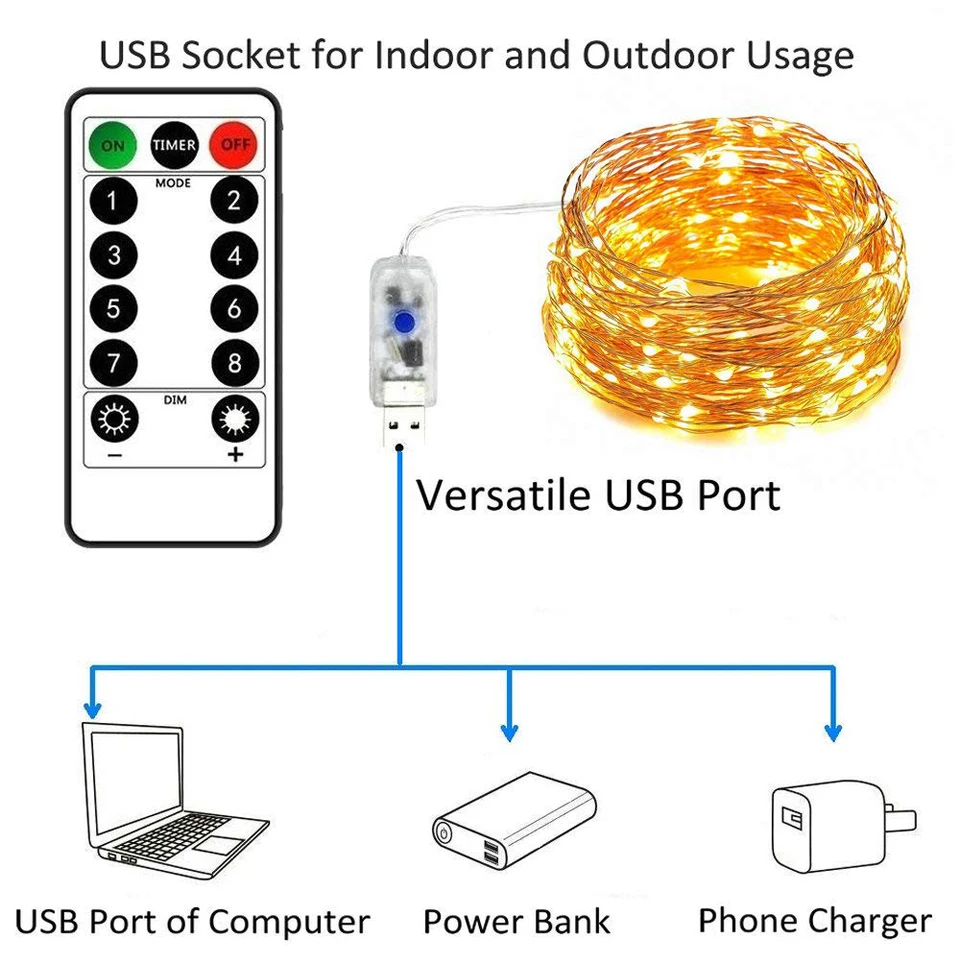 Светодиодный светильник Феи 8 режимов струнный s 50 100 200 светодиодный