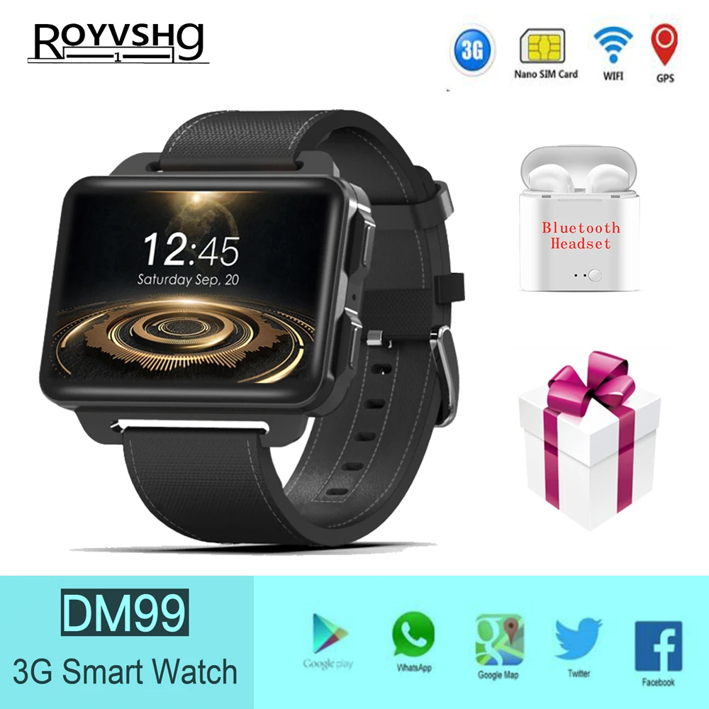 DM99 Android Смарт часы телефон 1 ГБ 16 1200 мАч батарея GPS WiFi MP3 MP4 плеер 3G Bluetooth Smartwatch как LEM4