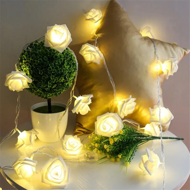 

Реалистичная Свадебная гирлянда в виде цветка розы, 1/2/5 м, 10/20/40 светодиодов светильник светящаяся гирлянда с батареей для Дня Святого Вален...