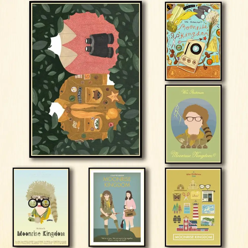 

36 Designs Wes Anderson Movie Moonrise Kingdom Whitepaper Poster Home Decal Art Painting Wall Sticker for Coffee House Bar