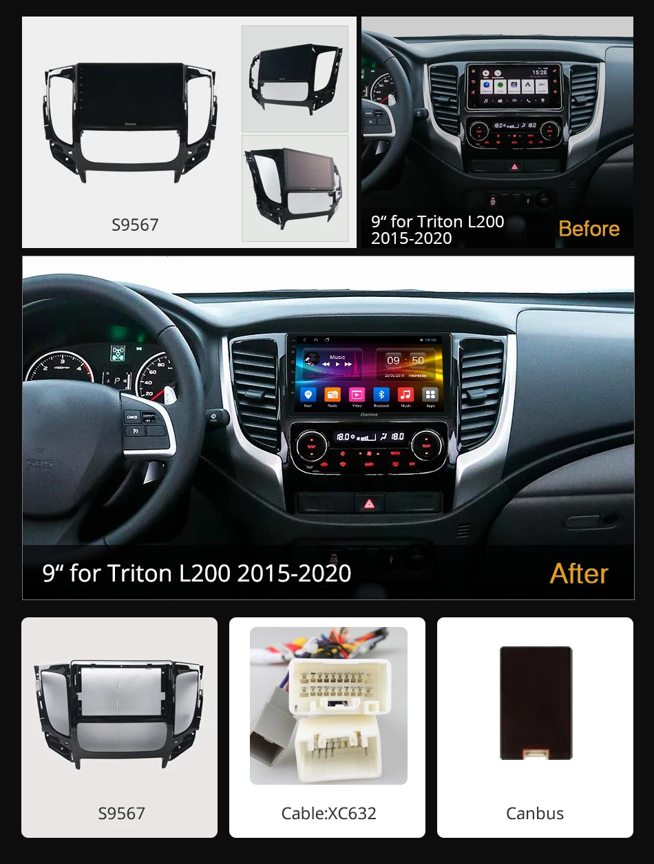Ownice 4G+64G Octa Core Android 9.0 k3 k5 k6 Car DVD GPS for Mitsubishi L200 Triton 2015+ 4G 360 Panorama DSP SPDIF Headunit | Автомобили