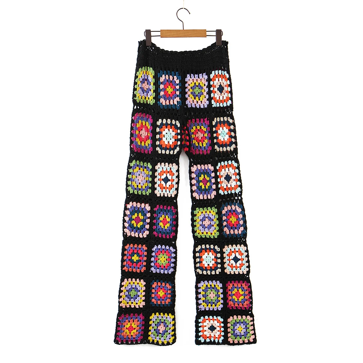 

Vintage Chic Fashion Wide Leg Pants Women 2021 Hollow Out Elegant Trousers Female Summer Flower Casual Pant Lady