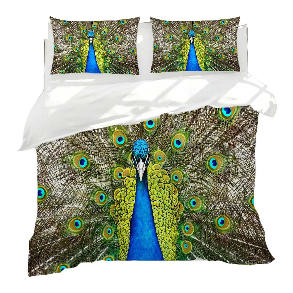 Peacock bedding set queen size bed linen 3D reactive printing bedspread kid home textile fresh bedroom decor green adult hotsale | Дом и сад