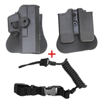 airsoft tactical handgun belt holster for glock 17 19 22 23 32 combat hunting pistol gun case with dual magazine pouches paddle
