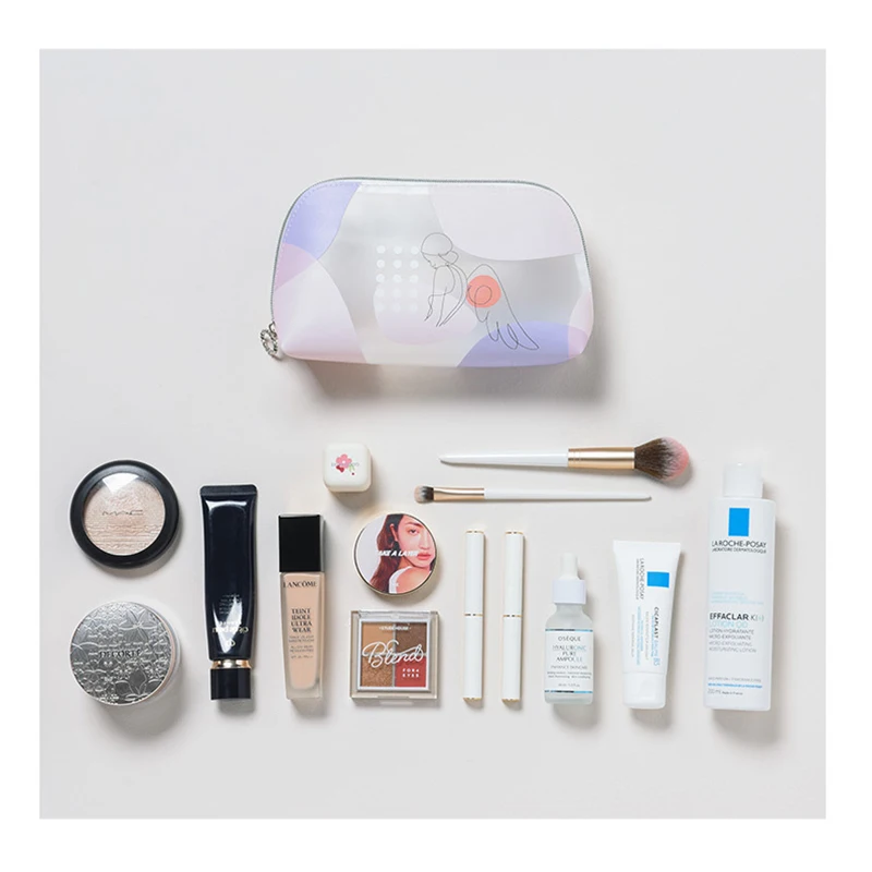 

New Makeup Bag Beautiful Girl Travel Convenient Large-Capacity Frosted Transparent Portable Zipper Cosmetic Bag