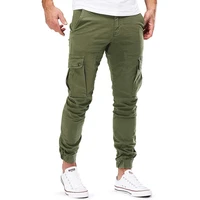 men pants fashion elasticated slim casual multi pocket long sport jeans work clothes