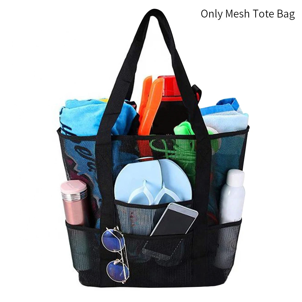

Mesh Beach Tote Adults Zipper Summer Large Capacity Holiday With Pockets Foldable Travel Multi-functional Portable Heavy Duty
