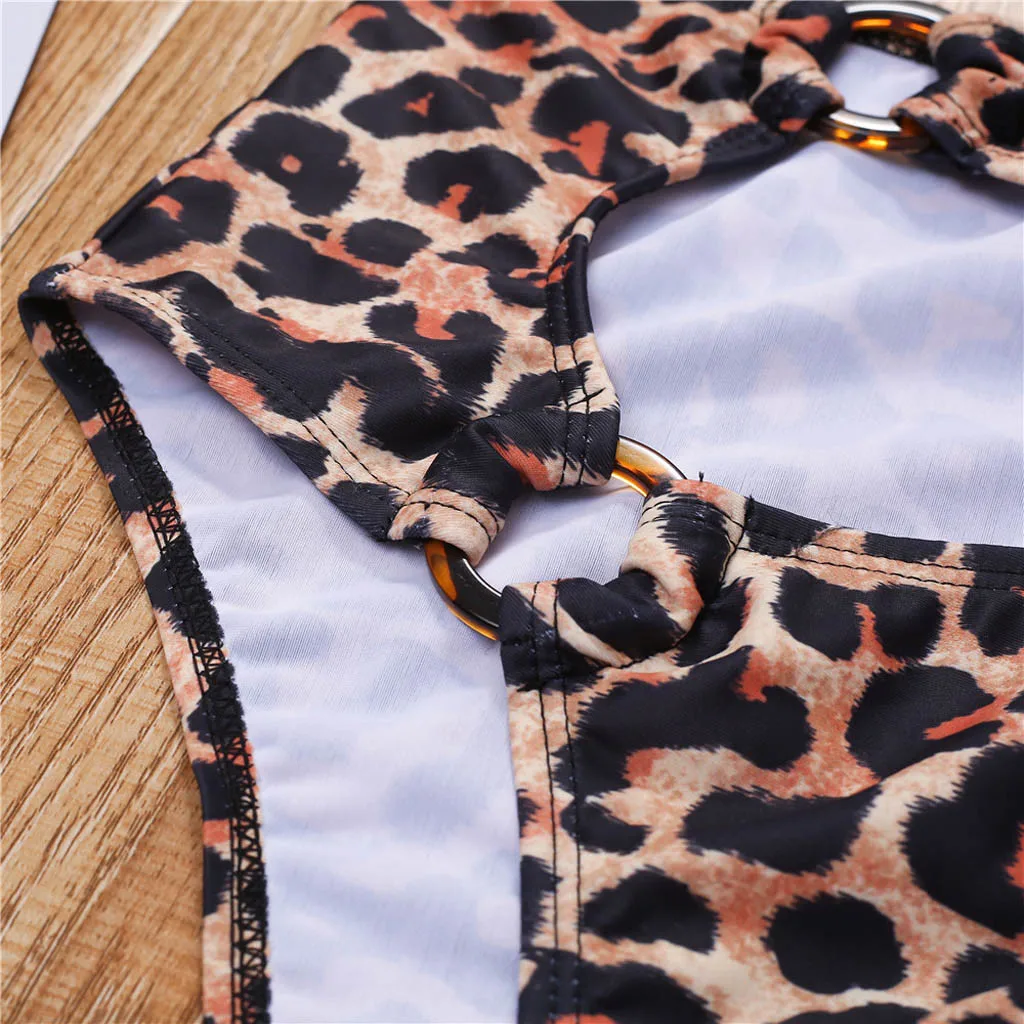 

SAGACE 2-Piece Bikini Set Women Summer Split Swimsuit Sexy Leopard Print Bandage Swimwear Lady 2020 Holiday Beach biquini A423