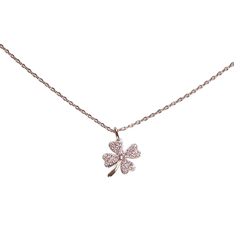 

New lucky four-leaf clover clover necklace female clavicle chain niche design simple temperament ins four-leaf clover necklace